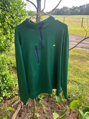 Masters Tech Green Quarter-Zip Pullover with Chest Pocket